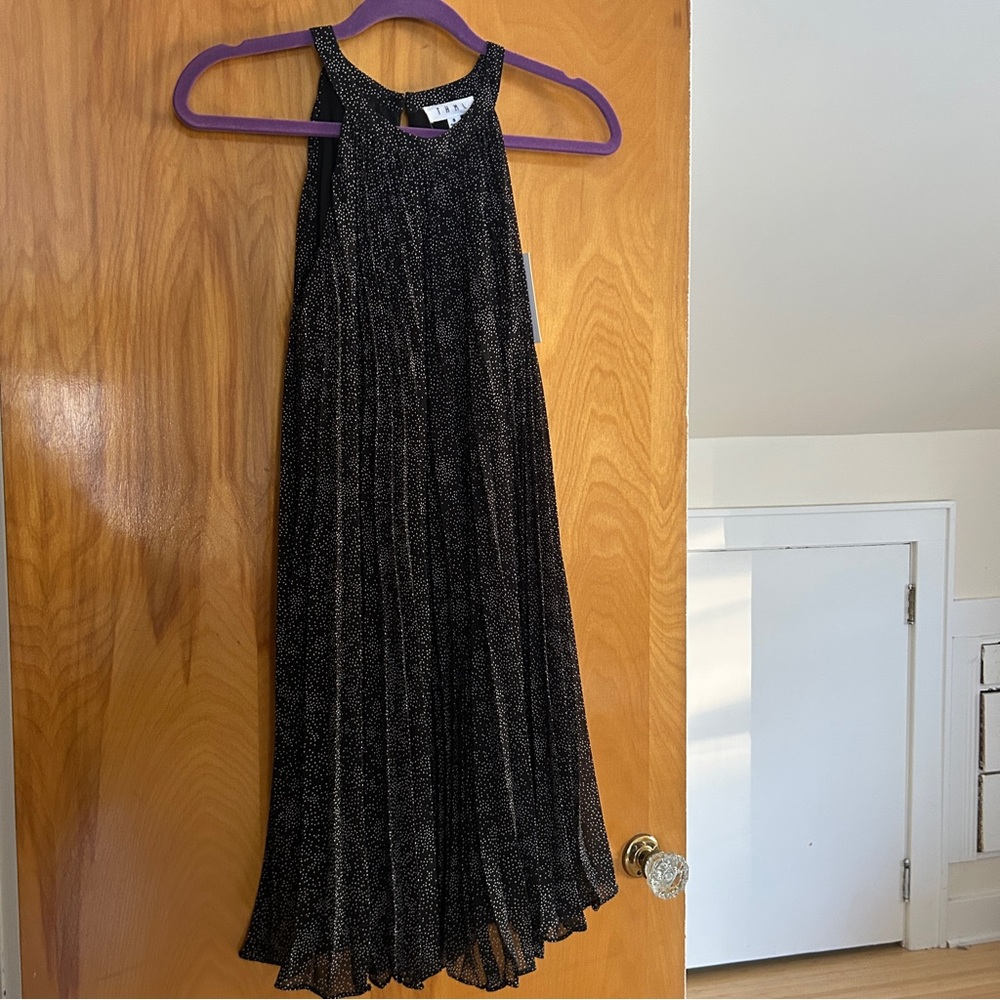 THML Black Polka Dot Pleated Swing Dress
